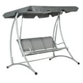 thumbnail image 1 of 3-Person Outdoor Swing Chair Bench - Grey Patio Swing with Canopy & Stand, 1 of 9