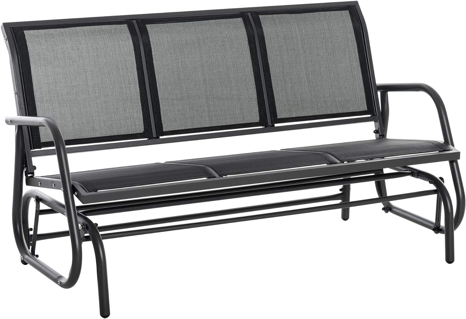 3Person Patio Glider Bench, Outdoor 3 Seating Porch Glider Swing Chairs with Breathable Mesh