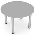 thumbnail image 1 of 3 Person Round Conference Table Metal Post Legs 34" Engineered Wood Light Gray, 1 of 3