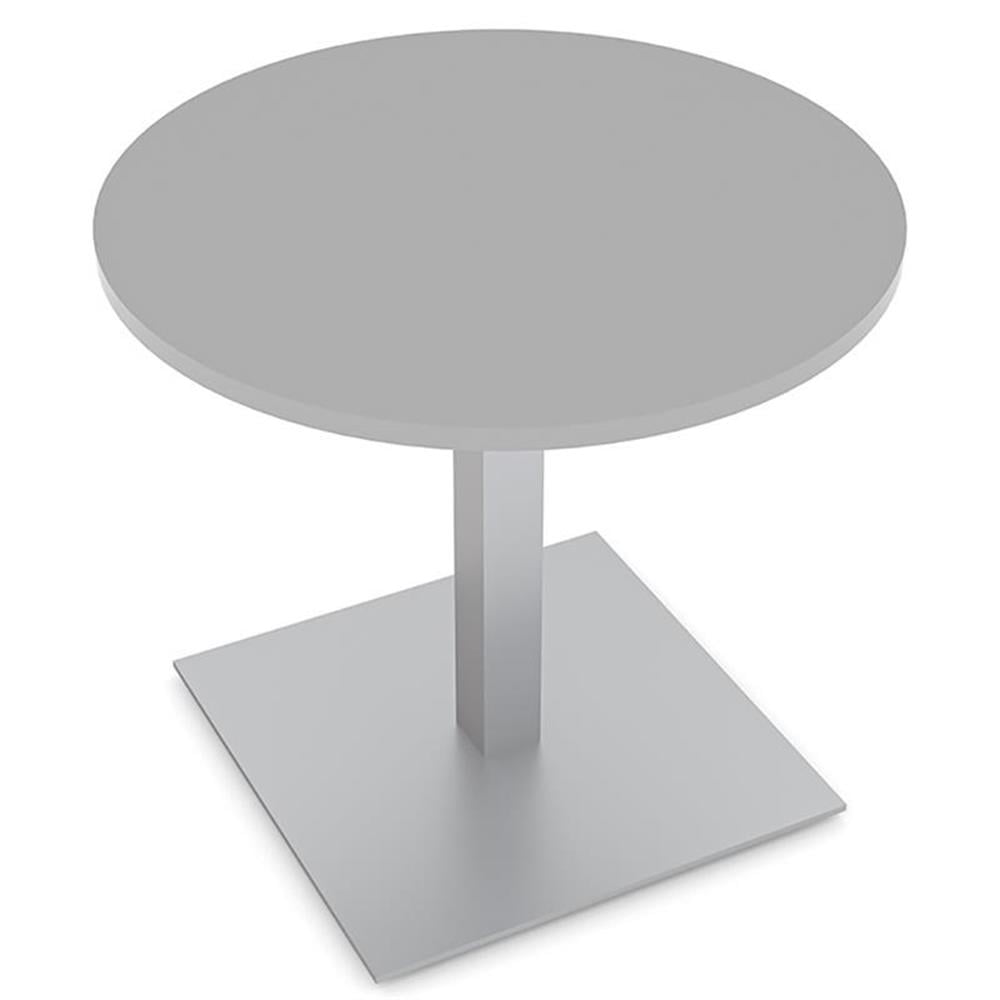 3 Person Round Conference Table Square Brushed Aluminum Base 34