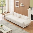 thumbnail image 1 of 3 Person Sofa, Teddy Velvet Couches for Living Room with 3 Pillows, 3- Seat Sofa for Living Room, Apartment, Office,Apartmen, Beige, 1 of 8