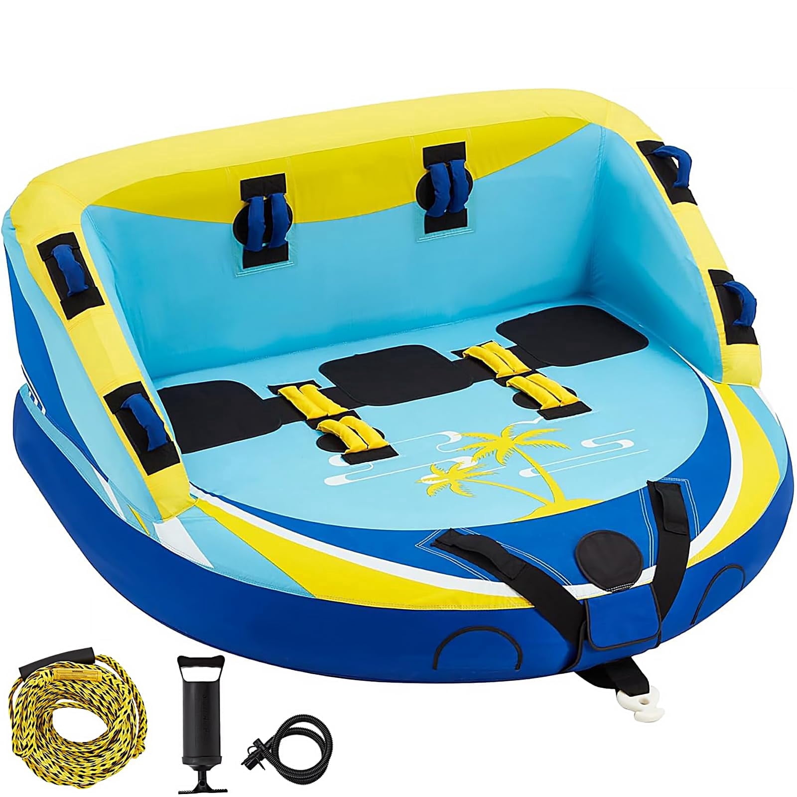 Inflatable Pints 3 Person Towable Tube for Boating, Inflatable Water Sports Towables for ...
