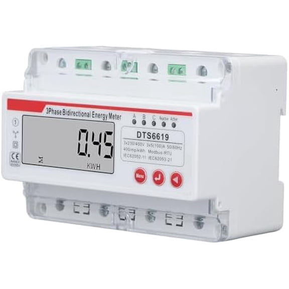 3 Phase 4 Wire Energy Meter LCD Display Bidirectional Digital Electric Meter DIN Rail Mount for Industrial Commercial Power Monitoring$$Electrical