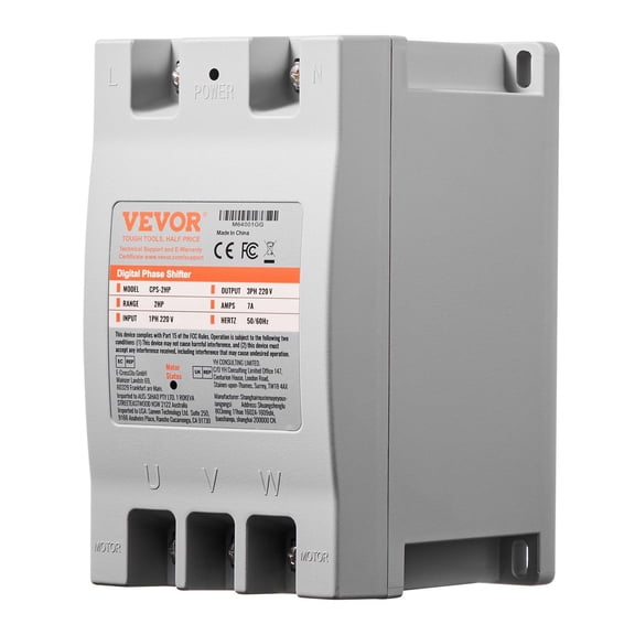 3 Phase Converter 2HP 7A 220V Single to Three Phase Digital Shifter for Residential Light Commercial Use One Converter per Motor
