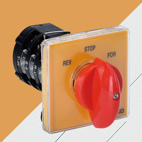 3 Phase Motor Reversing Switch, Forward Stop Reverse Toggle Switch, 500V 3-Pole Selector, for Milling Machine Lathe Drill Press, 64x64mm