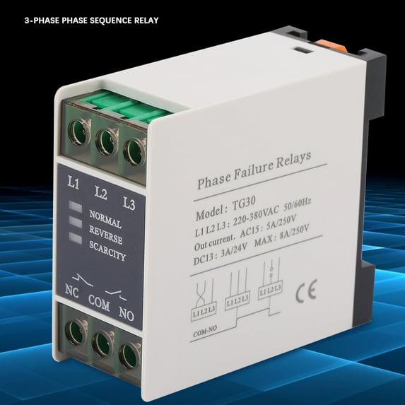 3-Phase Phase Relay Phase Loss Rated Current 5A Phase Failure Relay Phase Reversal Delay Electricity Control Circuit