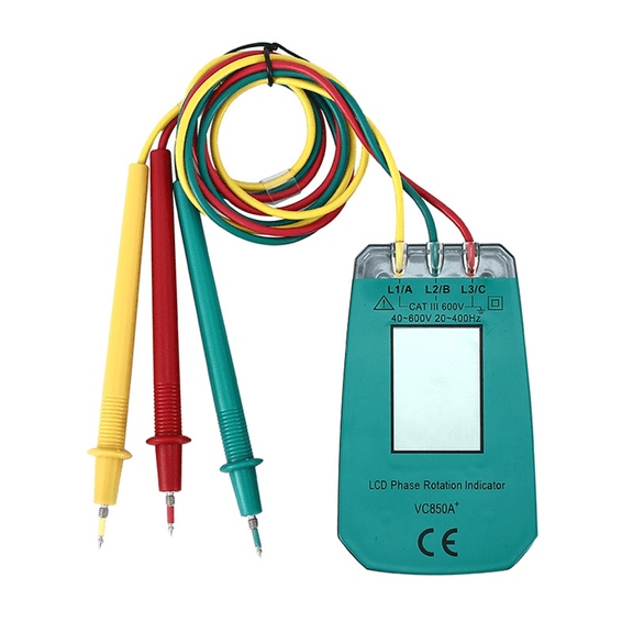 3 Phase Tester Digital Phase Indicator Detector LED Phase Sequence Meter Voltage Tester 40V-600V AC