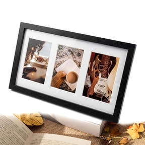 Gaoxin Solid Black Wood 3-Opening Picture Frame for 46 Photos, 15.16x8.66in