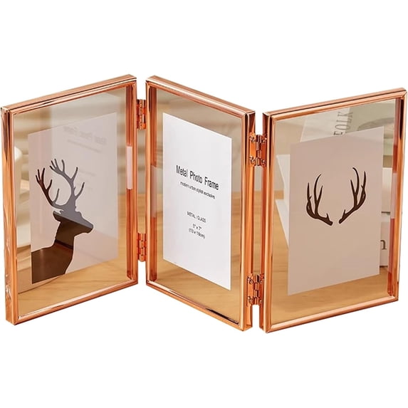 3 Picture Frame 5x7 Three Photo Collage Frame Hinged Triple Foldable ...