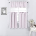 thumbnail image 1 of 3 Piece 100% Blackout Insulated Kitchen Décor Window Treatment Curtain Panel Tiers and Valance Set - 36 inch Long Tiers and 14" inch Long Valance, Light Pink, 1 of 4