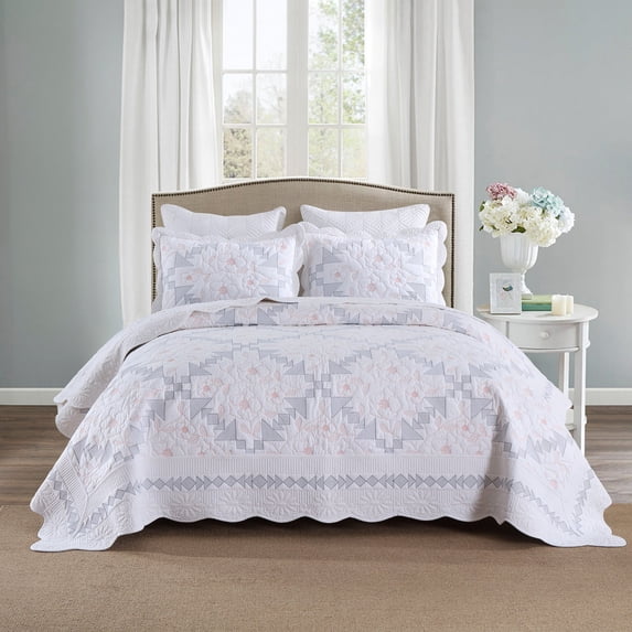 3-Piece 100% Cotton Christmas Tree Oversized Bedspread Set Coverlet Set Lightweight Quilt Set TC 133