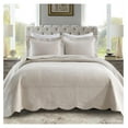 thumbnail image 1 of 3-Piece 100% Cotton Oversized Bedspread Lightweight Quilt Coverlet Embroidery Farmhouse Bedding Set ( Beige, Queen (100"x106")), 1 of 7