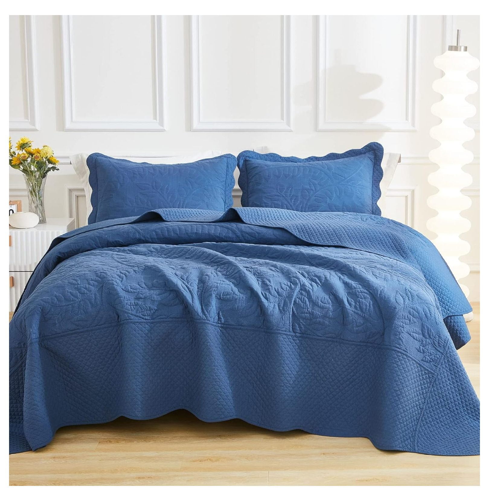 3-Piece 100% Cotton Oversized Bedspread Lightweight Quilt Coverlet ...