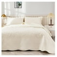 thumbnail image 1 of 3-Piece 100% Cotton Oversized Bedspread Lightweight Quilt Coverlet Embroidery Farmhouse Bedding Set T0 (Soft White, King (118"x106")), 1 of 7