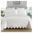 thumbnail image 1 of 3-Piece 100% Cotton Oversized Bedspread Lightweight Quilt Coverlet Embroidery Farmhouse Bedding Set (TK White, King (118"x106")), 1 of 8