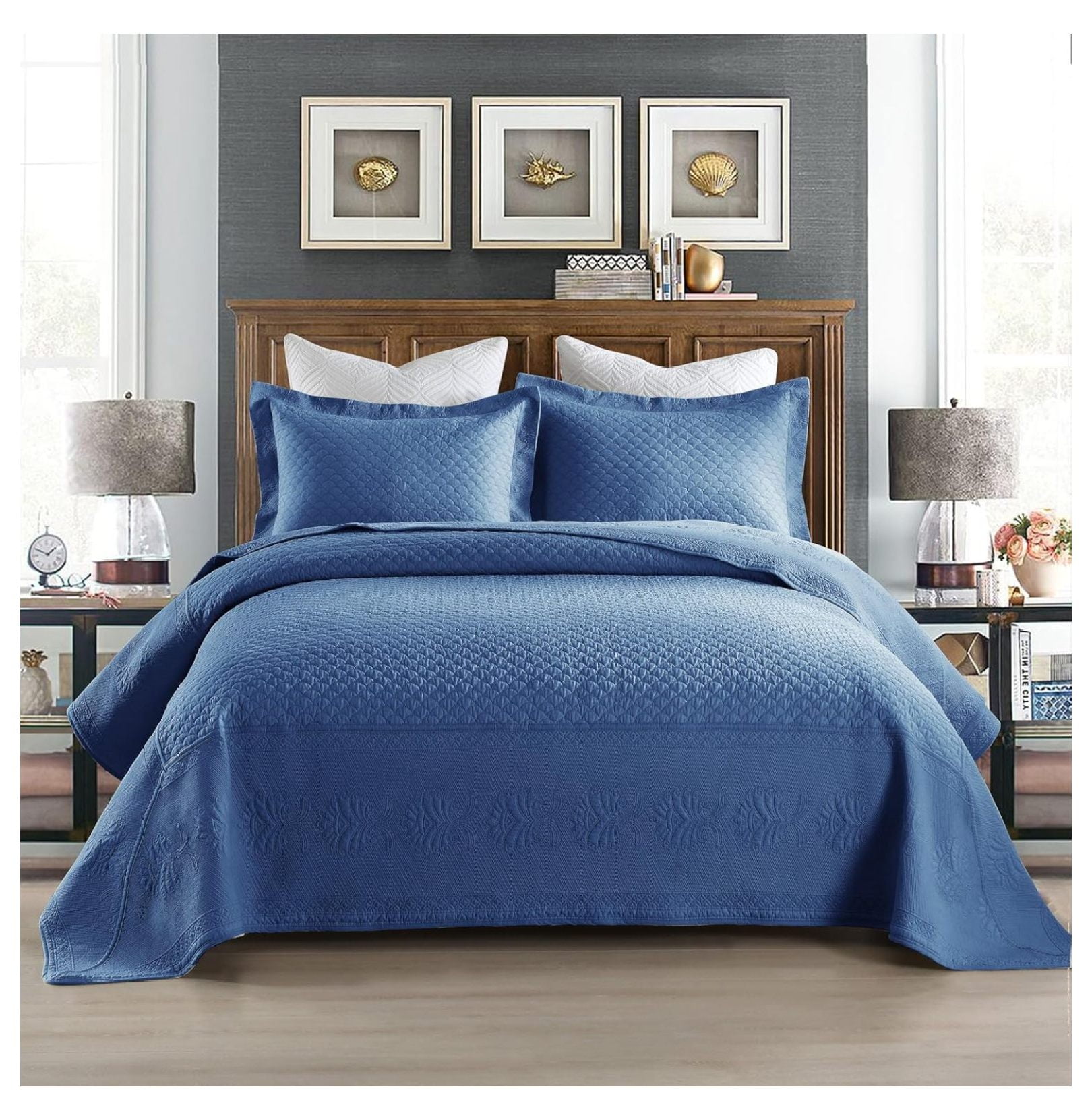 3Piece 100 Cotton Oversized Bedspread Set Coverlet Set Lightweight