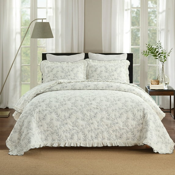 3-Piece 100% Cotton Oversized Bedspread Set Coverlet Set Lightweight Quilt Set BY320