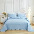 thumbnail image 1 of 3-Piece 100% Cotton Oversized Bedspread Set Coverlet Set Lightweight Quilt Set Embroidery Farmhouse Bedding Set T, 1 of 8