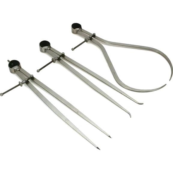 QUIX 3 Piece 12" (30.5 cm) Spring Caliper Set | Robust Metal Construction | Precise Measurement | Ideal For Woodworkers, Metalworkers, Artisans