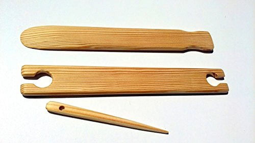 3 Piece 12 inch x 1.5 wide weaving stick shuttle, shed, and multipurpose needle.
