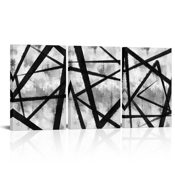 3 Piece 12x16 inch Framed Wall Art Set with Black Abstract Line Outline Art Prints for Bedroom Home Decoration