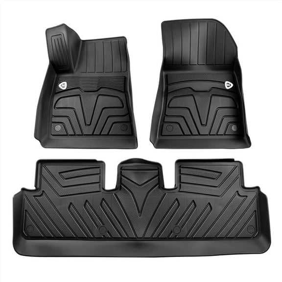 3 Piece 2 Front & 1 Back Floor Mats with Logo for 2017-2022 Tesla Model 3