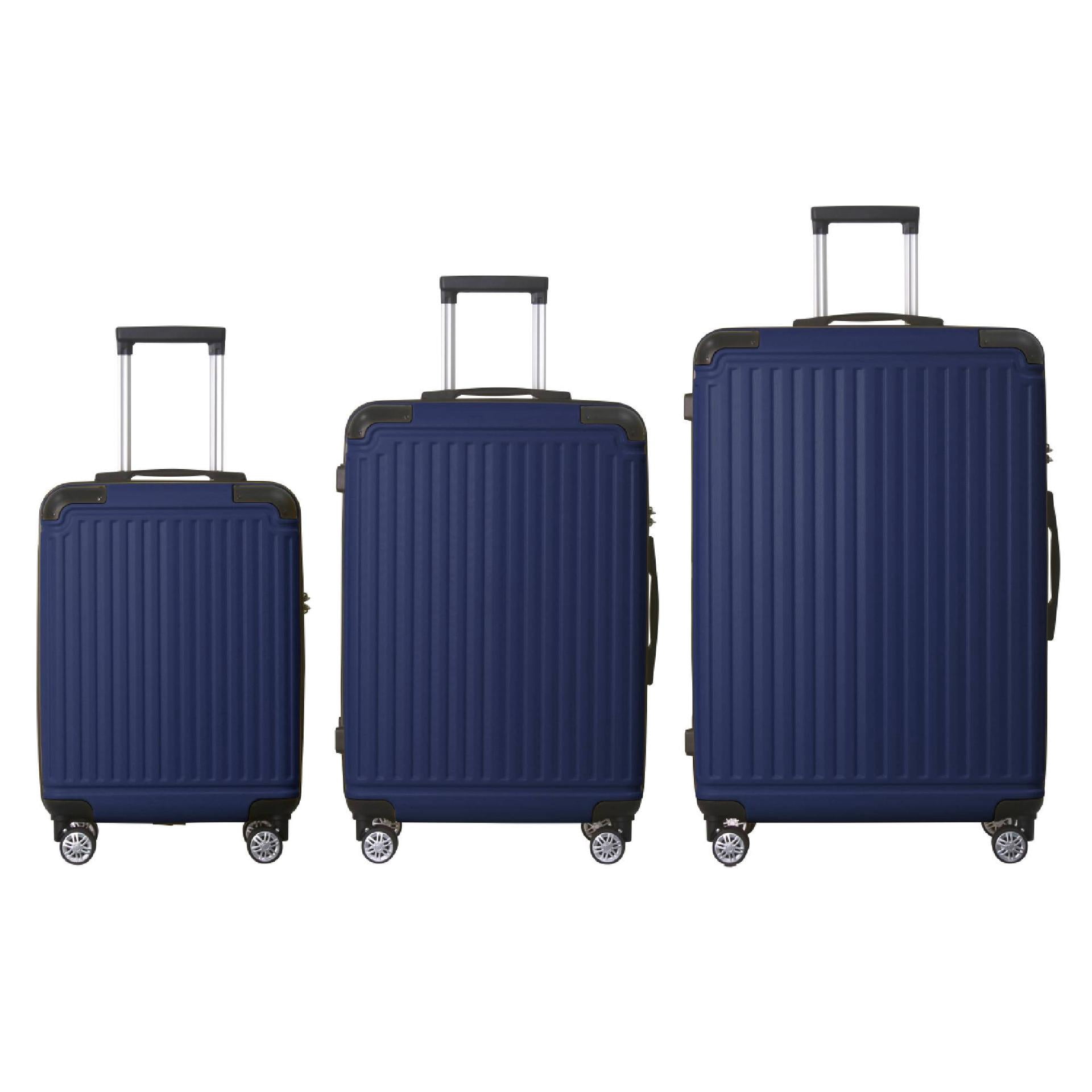 3-Piece 20", 24", 28" ABS Luggage Sets, Suitcases with Rubber Handle, Silent Spinner Wheels, & 3-Digit TSA Lock