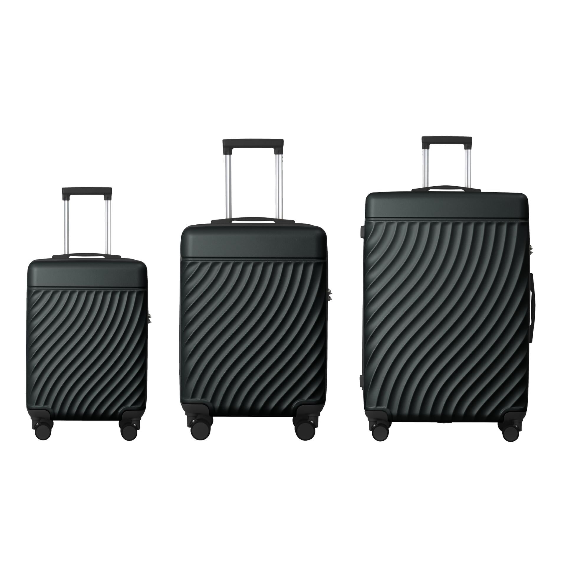 3-Piece 20", 24", 28" Wavy Texture Luggage Sets, Hardshell Travel Suitcases with Interior Pockets & 3-Digit TSA Lock