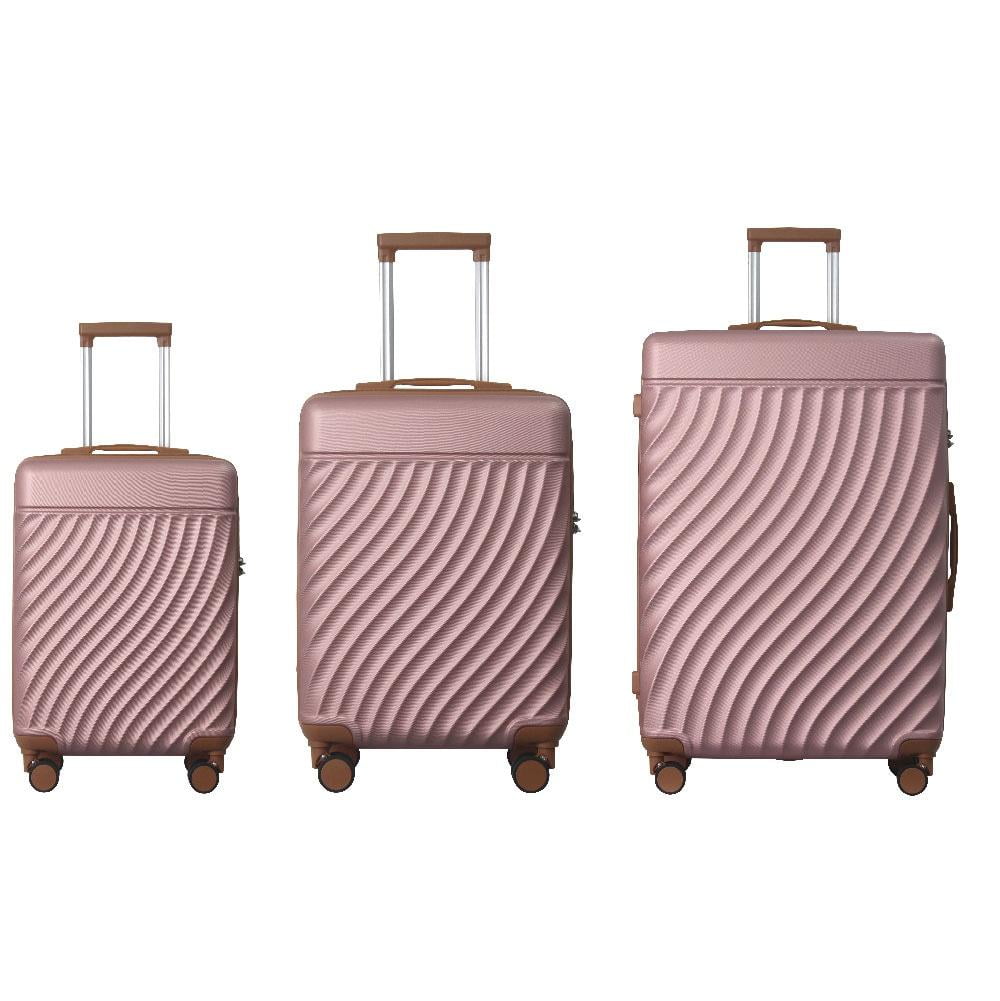 3-Piece 20", 24", 28" Wavy Texture Luggage Sets, Hardshell Travel Suitcases with Interior Pockets & 3-Digit TSA Lock