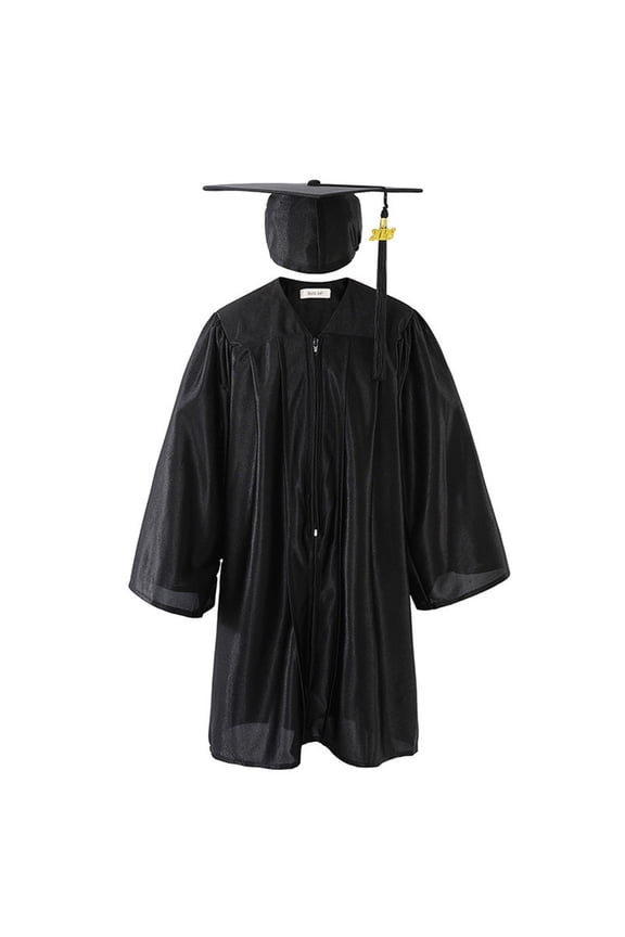 3 Piece 2026 Kindergarten Preschool Graduation Cap and Gown Tassel Shiny Set Graduations Stoles Grad Clothes for Kids White Graduation Dress Knee Length