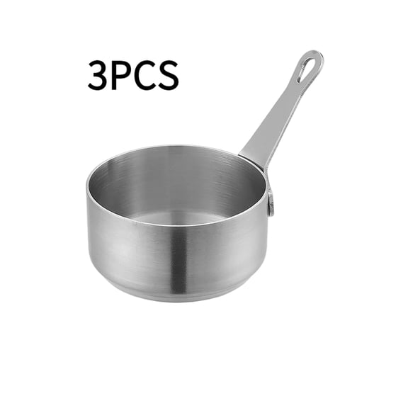 3-Piece 304 Stainless Steel Sauce Cups with Handles, Medium Silver Condiment Dipping Bowls, Restaurant-Style Gravy Cups