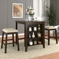 thumbnail image 1 of 3 Piece 35.8" Dining Table with Padded Stools, Table Set with Storage Shelf,Brown, 1 of 8