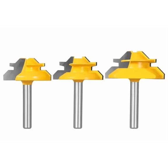 3-Piece 45 Degree Locking Miter Router Head Set - Seamless Cutting, 1/4-Inch Shank 45 Degree Tenon Router Tool For Woodw ,High Efficiency
