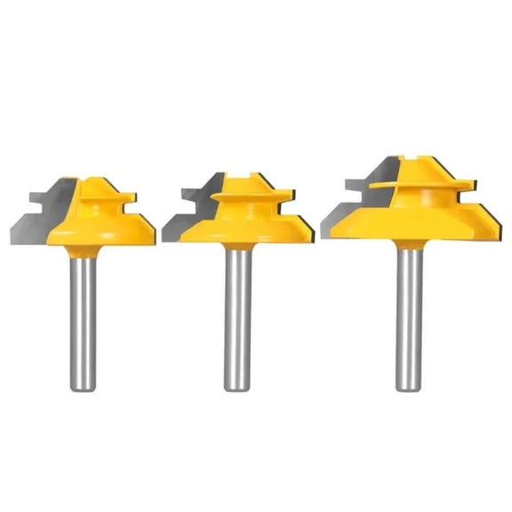 3-Piece 45 Degree Locking Miter Router Head Set - Seamless Cutting, 1/4-Inch Shank 45 Degree Tenon Router Tool For Woodw ,Great Multi-Purpose Application