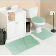 thumbnail image 1 of 3 Piece #6 mint solid bathroom rug set 1 bat mat 19" x 30", 1 contour mat 19"X 19", 1 lid cover 19"X 19" anti slip with rubber backing chenille super soft touch, 1 of 3