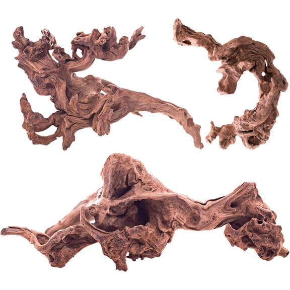 3-Piece 7-10 inch Natural Aquarium Driftwood Decorations - Aquascape Decor for Fish Tanks, Betta Hideouts, Reptile Enclosures & Plant Attachment