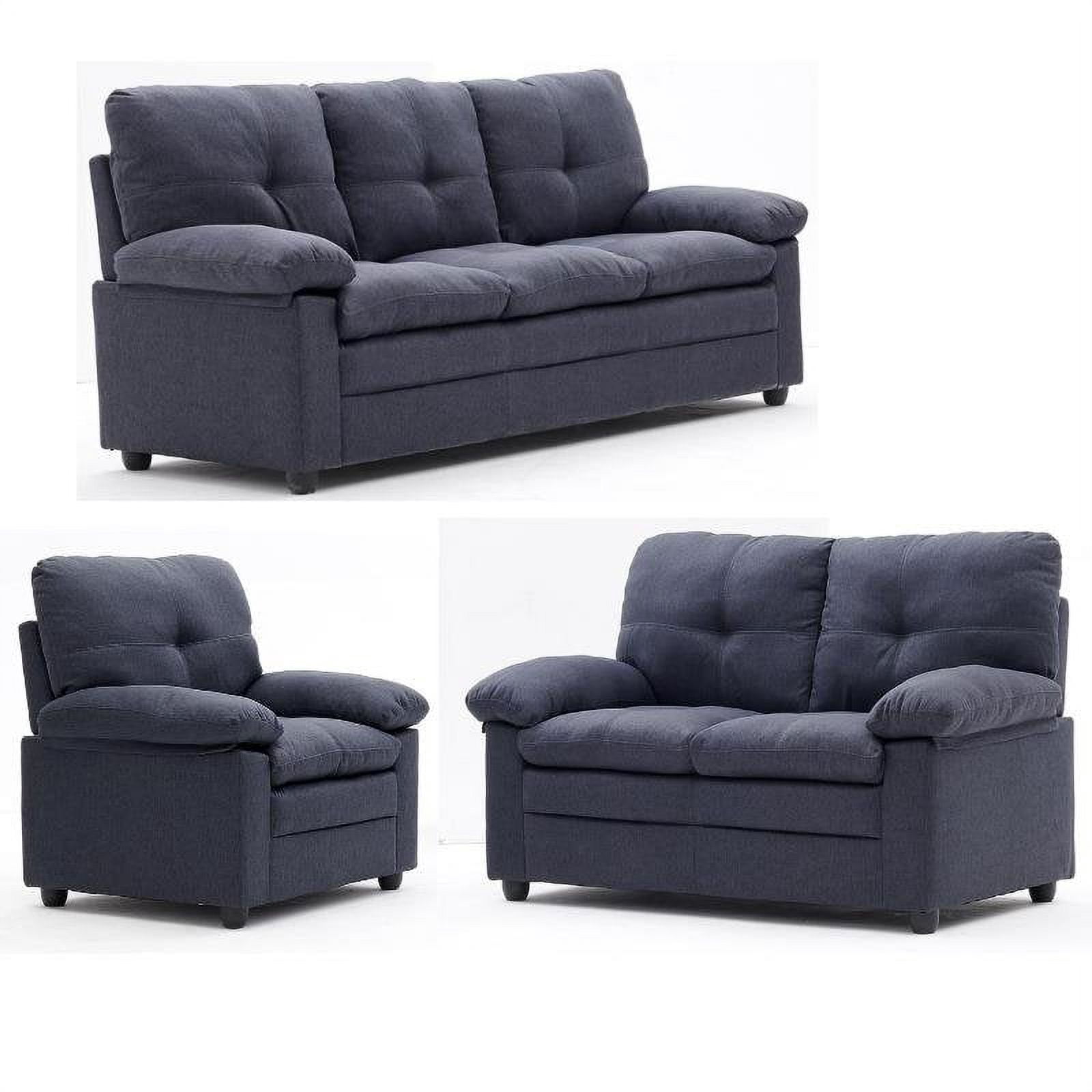 3 Piece 74" Sofa Set with 54" Loveseat and 32" Chair in Gray - Walmart.com