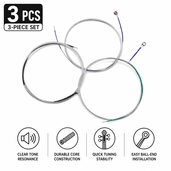3-Piece A D G C Violin String Set, Replacement Acoustic Instrument Strings for Compatible Scale Tuning & Tailpiece Systems