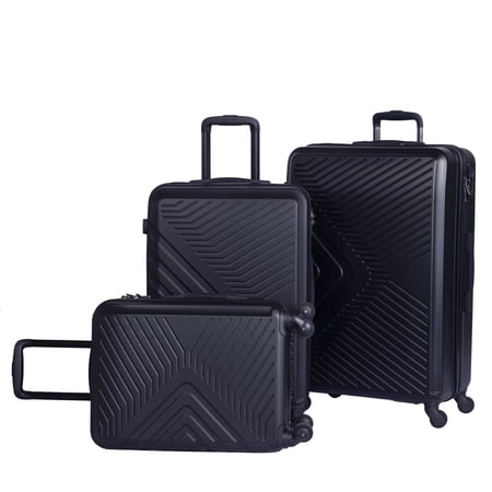 3-Piece ABS Hardshell Luggage Set (20/24/28 Inch) - Lightweight Suitcases with TSA Lock, 360° Spinner Wheels & 2 Hooks - Scratch-Resistant - Black