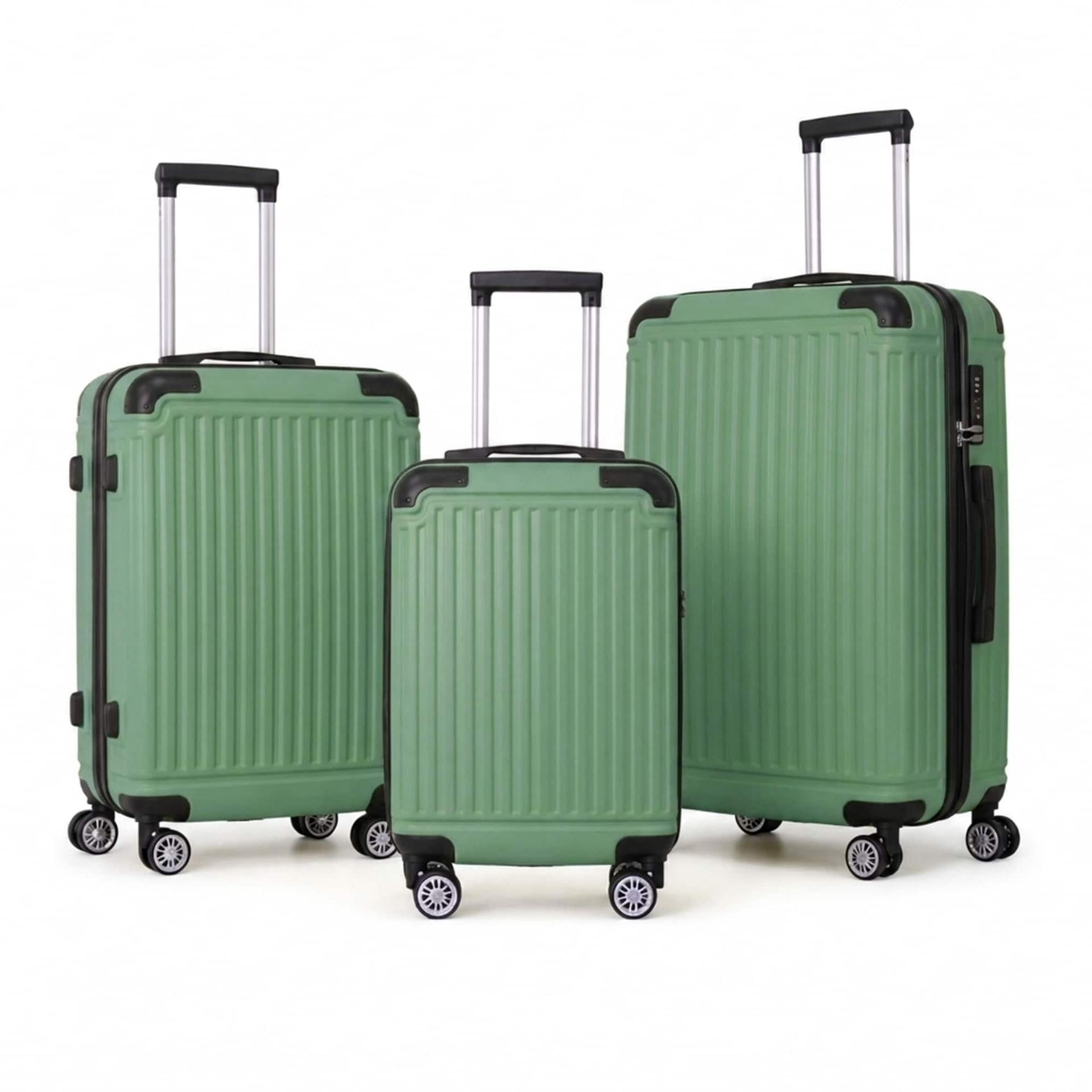 3-Piece ABS Hardshell Luggage Set - Lightweight Durable Suitcases with 4 Silent Spinner Wheels, TSA Lock & Scratch-Resistant Surface, 20"/24"/28", Fruit Green