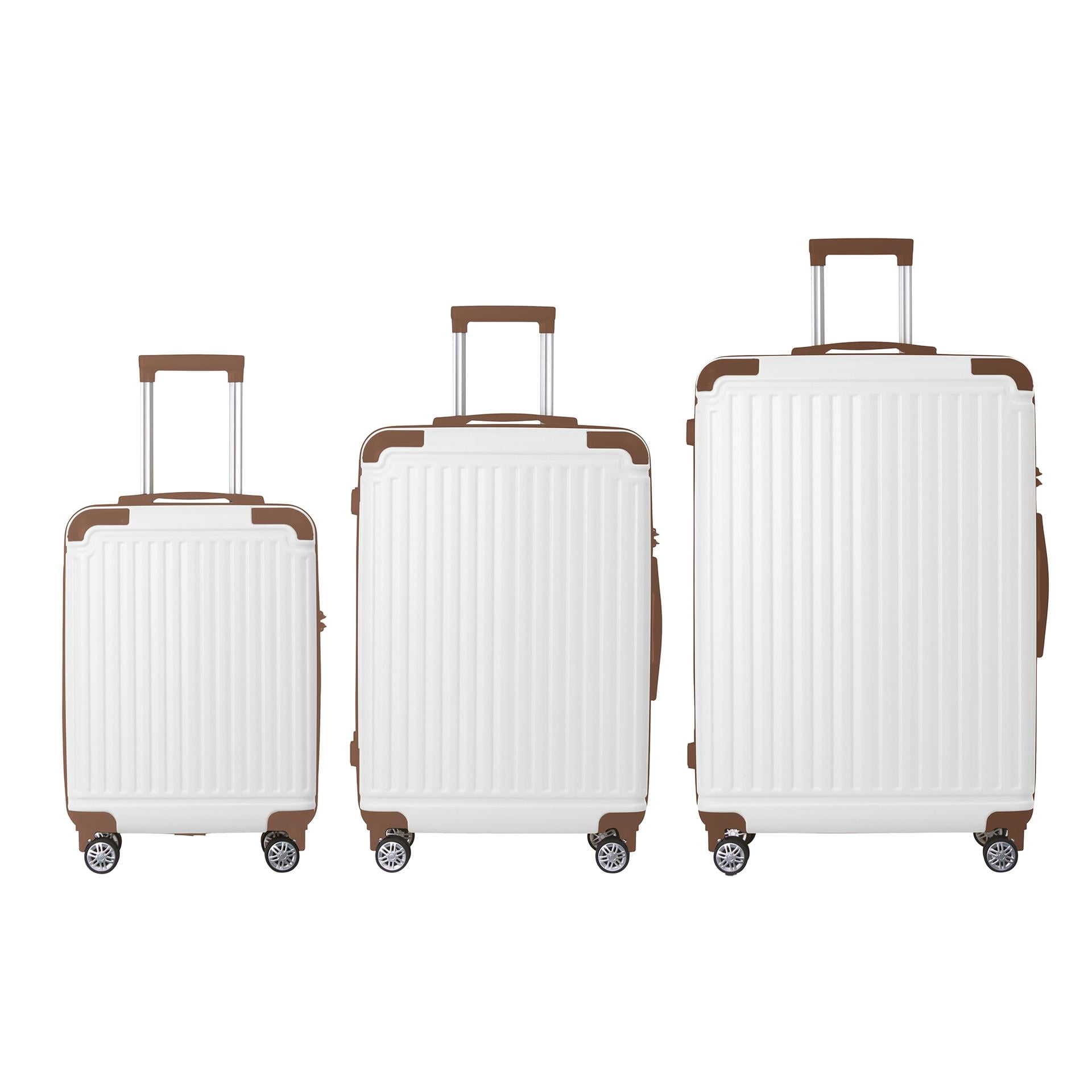 3-Piece ABS Hardshell Luggage Set - Lightweight Durable Suitcases with 4 Silent Spinner Wheels, TSA Lock & Scratch-Resistant Surface, 20"/24"/28", White