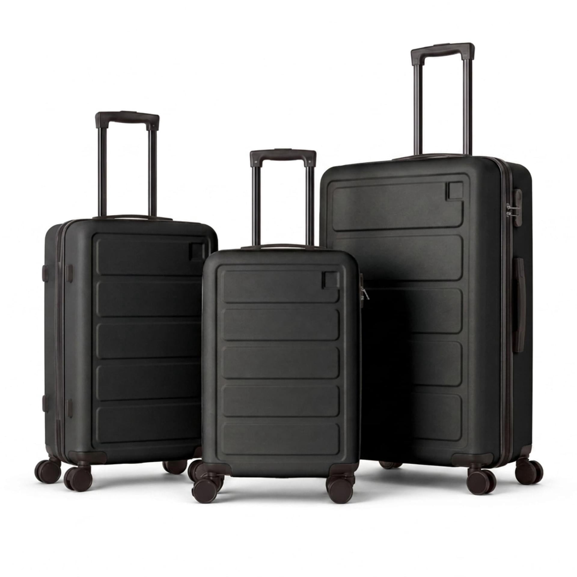 3-Piece ABS Hardshell Luggage Set, Lightweight Durable Suitcases with 4 Silent Spinner Wheels and Combination Lock, 20/24/28 Inch, Black