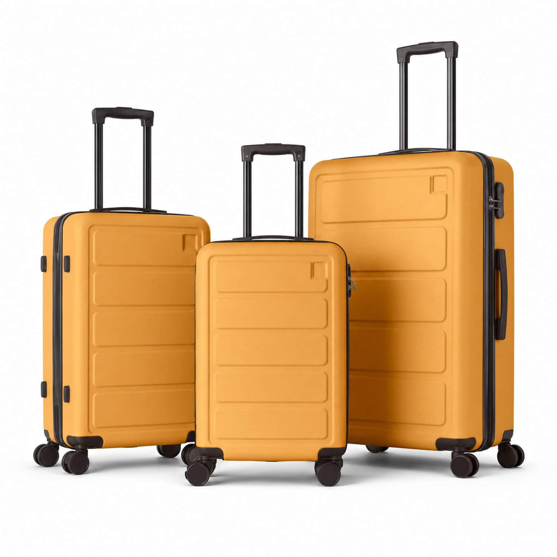 3-Piece ABS Hardshell Luggage Set, Lightweight Durable Suitcases with 4 Silent Spinner Wheels and Combination Lock, 20/24/28 Inch, Tulip Yellow