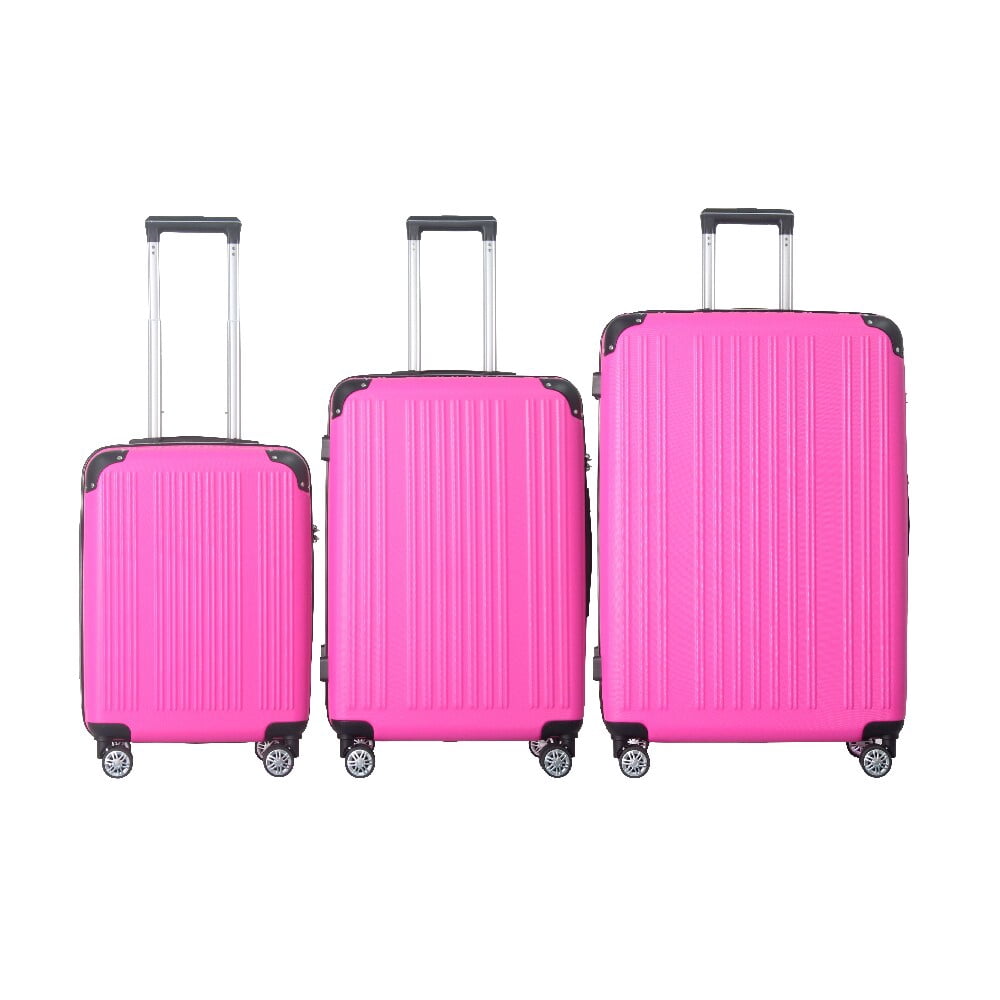 3 Piece ABS Hardshell Luggage Set with TSA Lock, Lightweight Spinner Suitcases, 20"/24"/26", Honey Powder