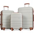 thumbnail image 1 of Lightweight Expandable ABS Hardshell Suitcase Sets 3pcs(20''24''28''), Luggage Sets with TSA Lock for Travel, Business Trip, Light Gray and Brown, 1 of 9