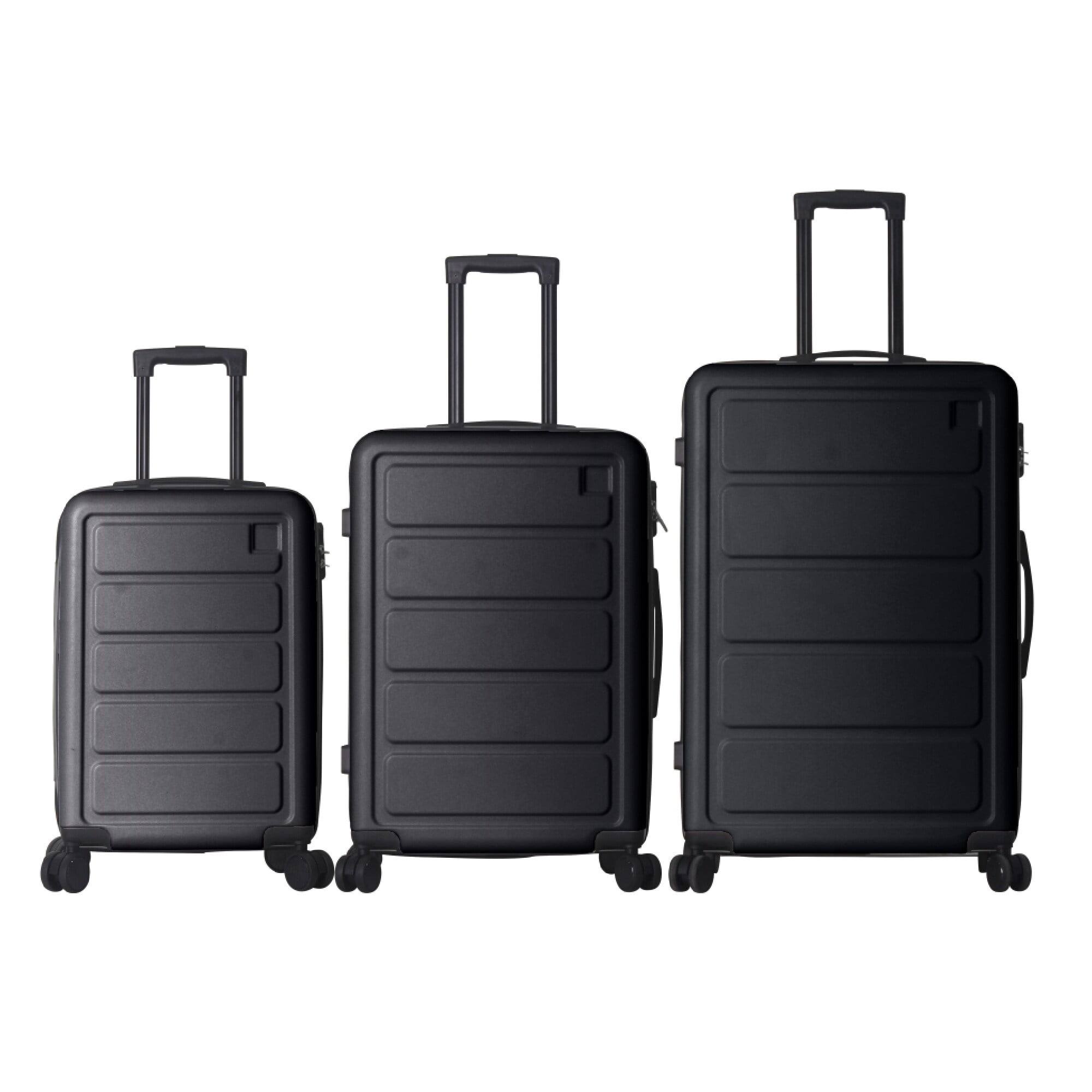 3 Piece ABS Hardside Luggage Set, Lightweight Durable Suitcases with Spinner Wheels, 20"/24"/28" Travel Set, Black