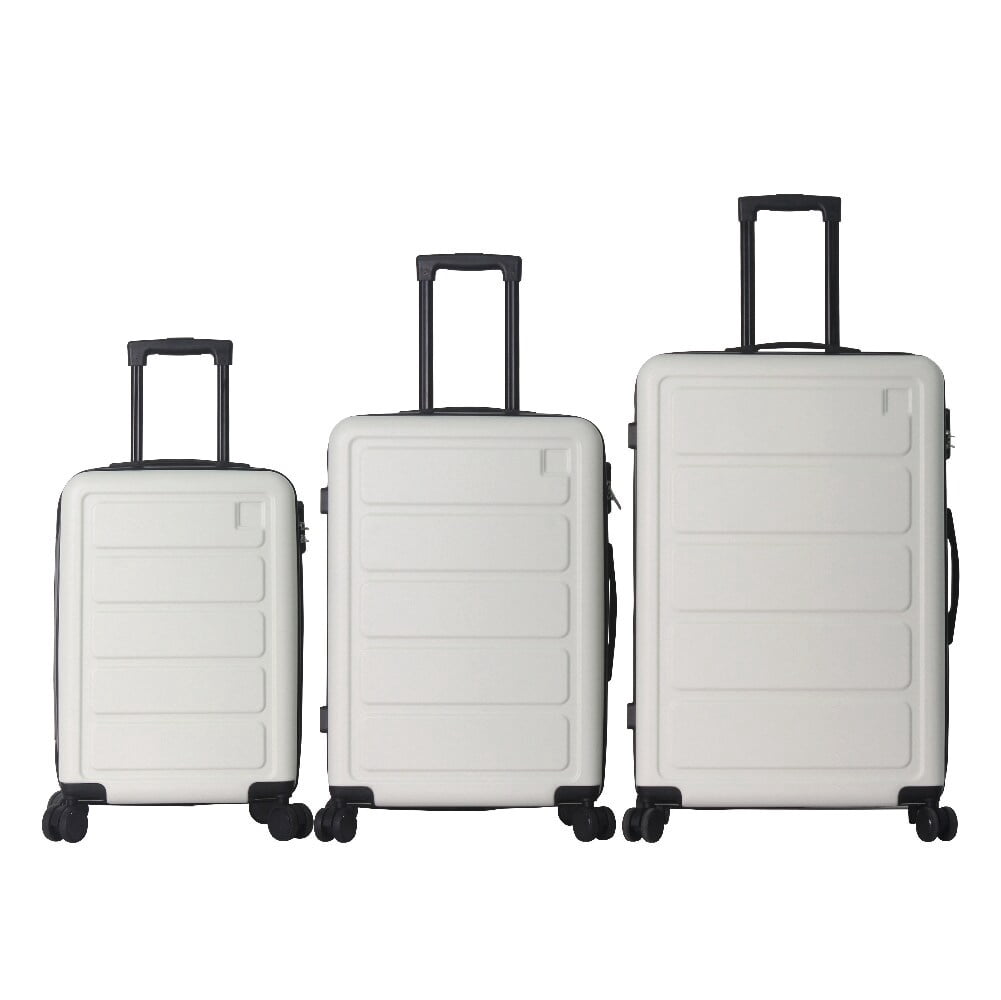 3 Piece ABS Hardside Luggage Set, Lightweight Durable Suitcases with Spinner Wheels, 20"/24"/28" Travel Set, White