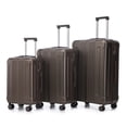 thumbnail image 1 of 3-Piece ABS Luggage Set (20"/24"/28"), Spinner Wheel Carry-On Suitcase with TSA Combination Lock, Matching Color, Brown, 1 of 23