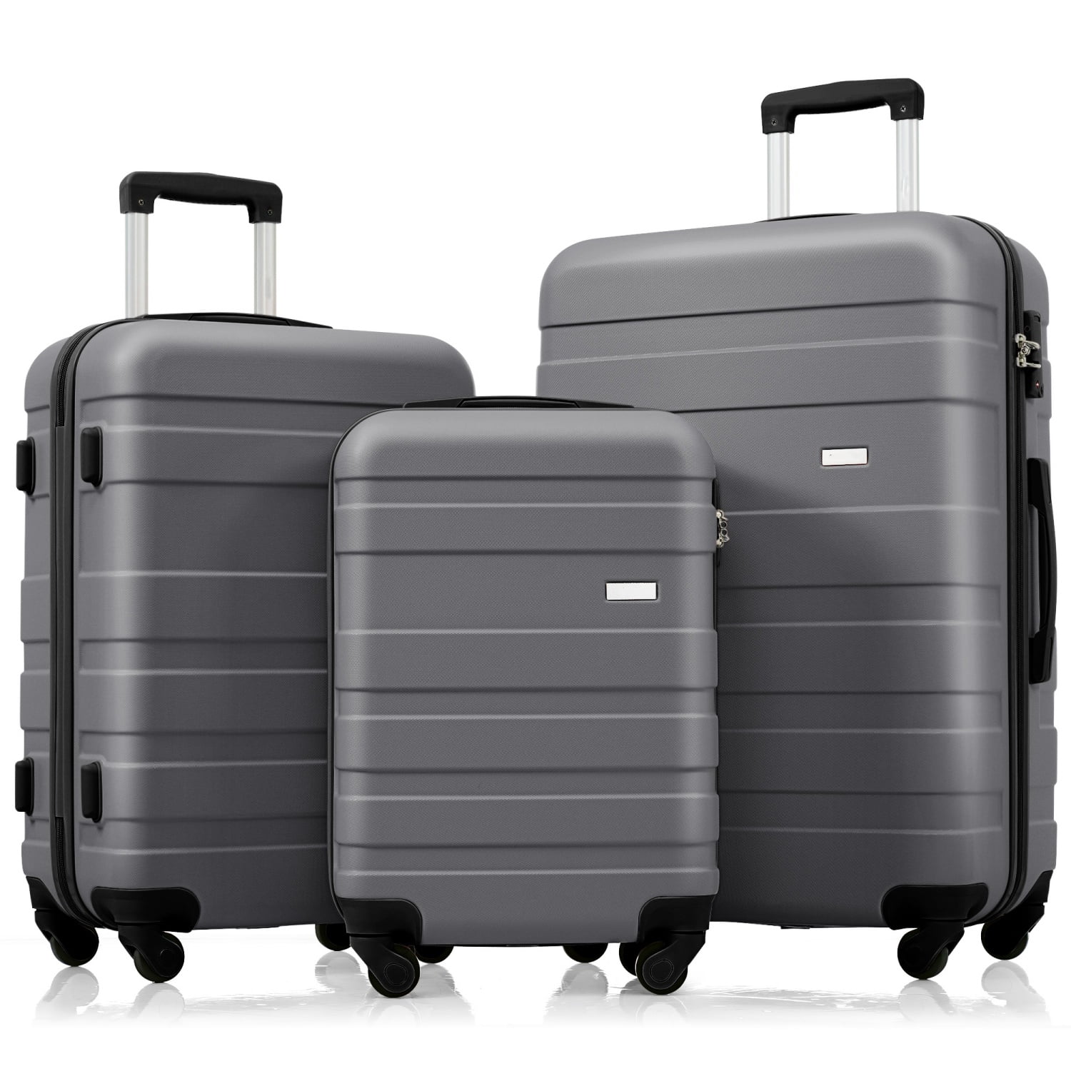 3-Piece ABS Luggage Set, 20" Carry-On, TSA Lock, 360° Spinner Wheels, Telescopic Handle