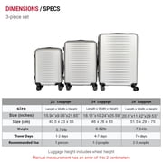 3-Piece ABS Luggage Set Beige & Silver Gray 20 24 28 Inch with Password Lock